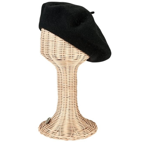 Black Wool Beret Parisian Hat - Picture 6 of 10